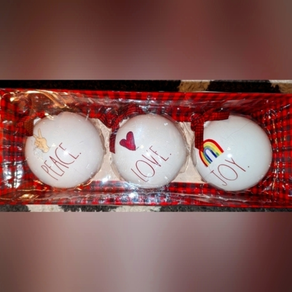 NIB Rae Dunn Glass Ornaments.
